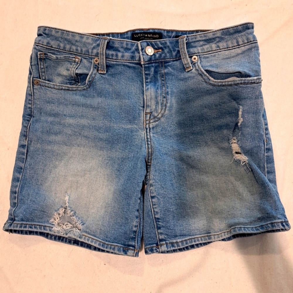Lucky Brand The Roll Up Distressed  Denim Shorts Women's Size 4